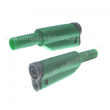 SPINA BANANA M/F 1000V 36A CON PROTEZIONE DIAM. 4MM VERDE