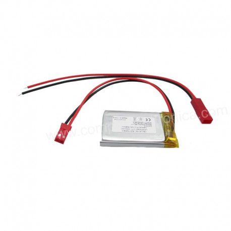 BATTERIA RIC. 3,7V 250mA LI-PO 5x20x30H mm CON CONNETTORE A 2 FILI