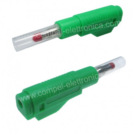 SPINA BANANA M/F 600V 32A CON PROTEZIONE DIAM. 4MM VERDE