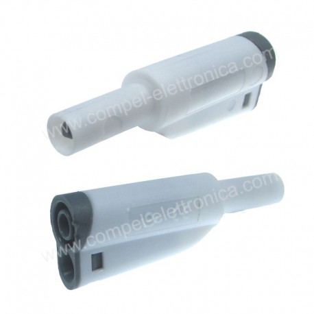 SPINA BANANA M/F 1000V 36A CON PROTEZIONE DIAM. 4MM BIANCO