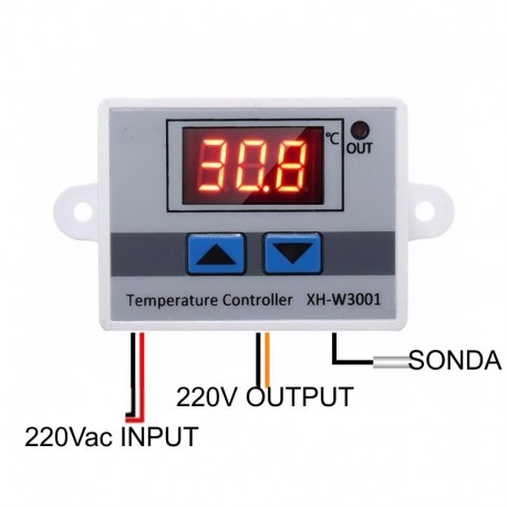 TERMOSTATO DIGITALE XH-W3001 CON SONDA STAGNA 220VAC