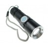 TORCIA A LED 5W 2000Lm RICARICABILE CON SPINA USB, ZOOM, STROBE, STAGNA