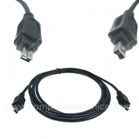 CAVO FIREWIRE 4P - 4P MASCHIO / MASCHIO LUNGO 1,8 MT NERO
