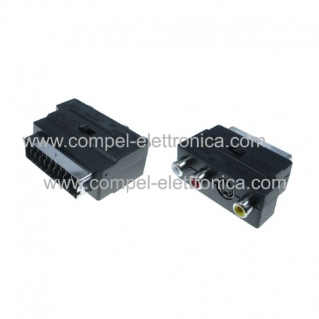 ADATTATORE SCART 21P 3 RCA S-VHS CON INTERRUTTORE