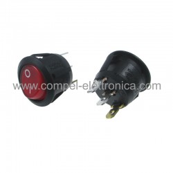 INTERRUTTORE BILANCERE TONDO LUMINOSO OFF-ON (I-O) 10A-250V SPST ROSSO