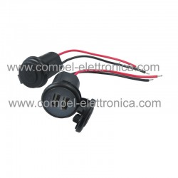 DOPPIA PRESA USB DA PANNELLO 5V 2,1A/12V-28V AD INCASTRO-CON TAPPO IP65