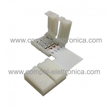 CONNETTORE A CLIP 90° (SEMOVIBILI) PER STRISCE LED RGB 10MM 4 PIN