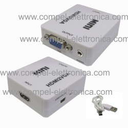 CONVERTITORE VIDEO DA HDMI A VGA CON AUDIO JACK 3,5MM, ALIMENTAZIONE USB