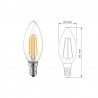 LAMPADA A LED E14 230V 4W 3K CANDELA VETRO TRASPARENTE A FILAM. CERAMICO