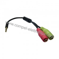 ADATTATORE SPINA 3,5MM 4POLI A 2 PRESE 3,5MM CUFFIA E MICROFONO