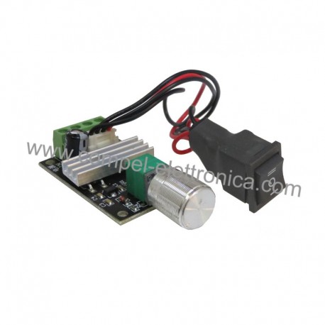 REGOLATORE VELOCITA' MOTORI CC 6V.28Vdc 3A 80W SWITCH INVERSIONE MARCIA