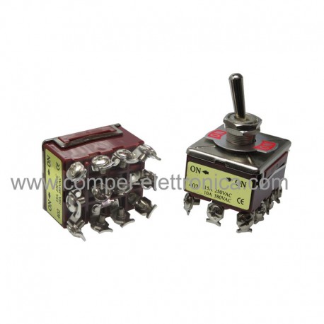 DEVIATORE A LEVA 250VAC 15A 4 SCAMBI ON-OFF DA PANNELLO