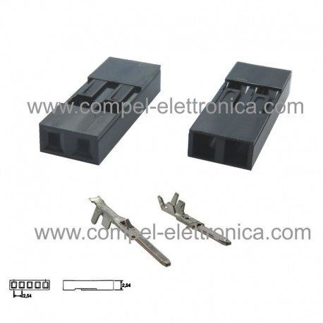 CONNETTORE DUPON MASCHIO 2 POLI PASSO 2,54 - CONTATTI INCLUSI