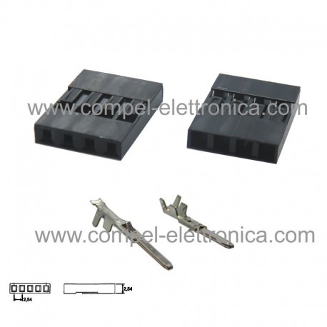 CONNETTORE DUPON MASCHIO 4 POLI PASSO 2,54 - CONTATTI INCLUSI