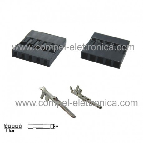 CONNETTORE DUPON MASCHIO 5 POLI PASSO 2,54 - CONTATTI INCLUSI