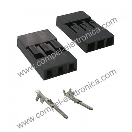 CONNETTORE DUPON MASCHIO 3 POLI PASSO 2,54 - CONTATTI INCLUSI