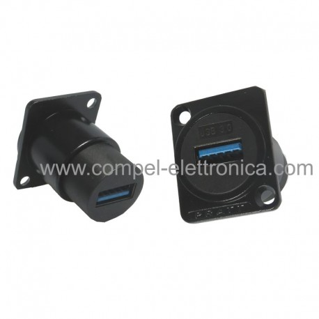 ADATTATORE DOPPIA PRESA USB 3.0 DA PANNELLO CON FISSAGGIO A FLANGIA