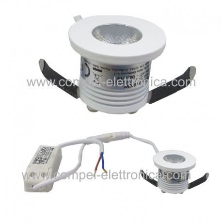 FARETTO LED INCASSO 5V 2,5W 4K BIANCO NAT. TONDO D 35MM ALLUMINIO BIANC
