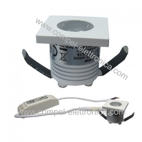 FARETTO LED INCASSO MINI 2,5W 4K LUCE NATUR. QUADRATO 32x32 IP20 BIANCO
