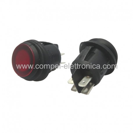 INTERRUTTORE UNIPOLARE 12VDC 20A 2 POS. OFF-ON LUMINOSO ROSSO IP65