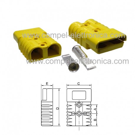 SPINA CONDUTTORE-CONDUTTORE SB50 600V HERMAFRODITA 2 PIN DA CRIMPARE