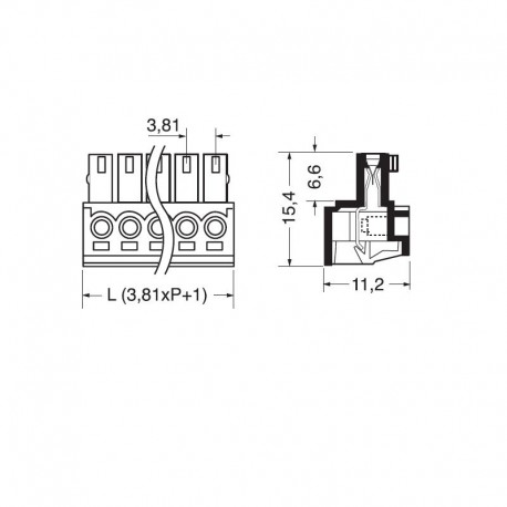 MORSETTIERA FEMMINA A SPINA 5 POLI PASSO 3,81MM