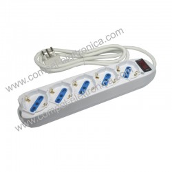 PRESA MULTIPLA 5 PRESE BIPASSO CON INTERRUTTORE PROTEZIONE SOVRACARICO