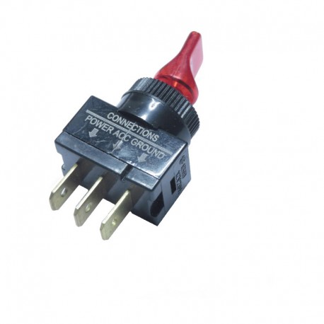 INTERRUTTORE UNIPOLARE 20A 12VDC A LEVA PIATTA ISOLATA LUMINOSA ROSSA