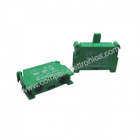 PULSANTE 3A 220Vac N.O. PER INTERRUTTORI E PULSANTI DI SICUREZZA *VERDE