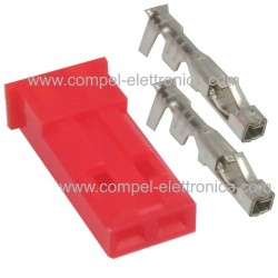 CONNETTORE JST FEMMINA 2 POLI COMPLETO DI PIN (ROSSO)