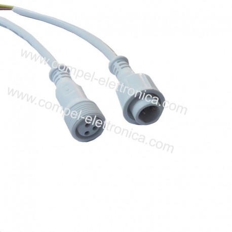 KIT CONNETTORI M12 MASCHIO-FEMMINA 3 POLI IP65 CON CAVO 20CM BIANCO
