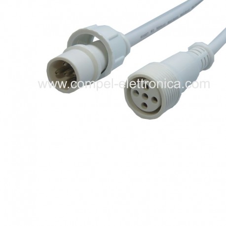 KIT CONNETTORI M12 MASCHIO-FEMMINA 5 POLI IP65 CON CAVO 20CM BIANCO