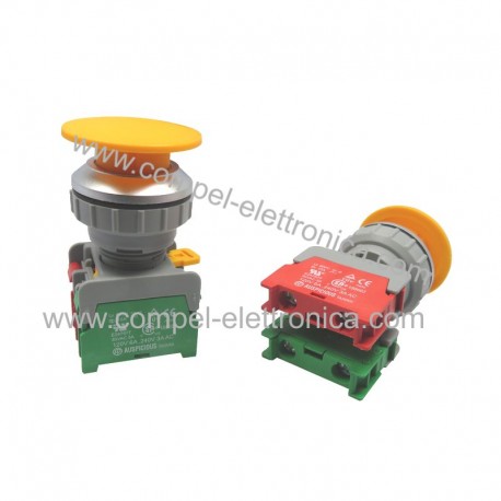 PULSANTE A FUNGO 3A / 230VAC NC / NO IP65 - GIALLO