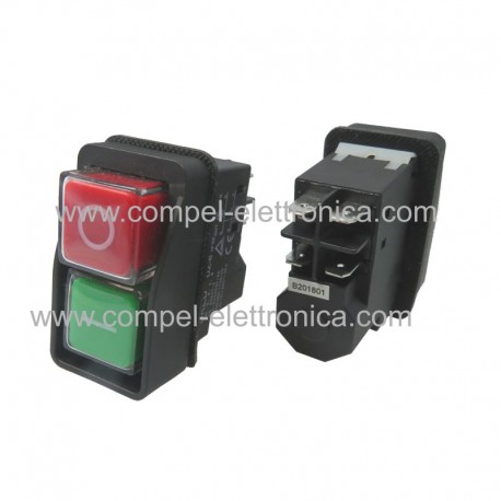 INTERRUTTORE A DOPPIO PULSANTE 16A 220VAC CON PROTEZIONE MAGNETICA IP55