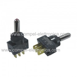 DEVIATORE A LEVA TONDA ISOLATA LUMINOSA ROSSA 20A 12VDC OFF-ON SPST