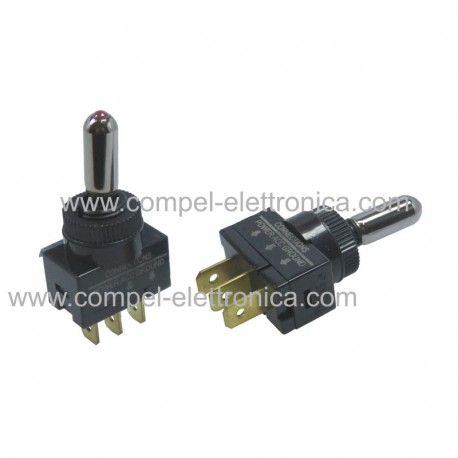 DEVIATORE A LEVA TONDA ISOLATA LUMINOSA ROSSA 20A 12VDC OFF-ON SPST