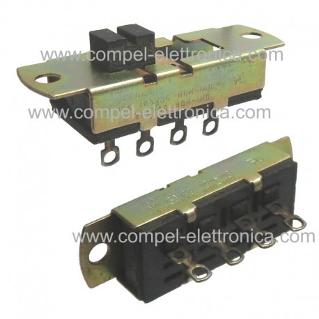 DEVIATORE A SLITTA 8A 250Vac 3 POSIZIONI 4 CONTATTI A SALDARE 30X14X11MM