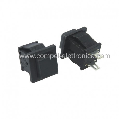 PULSANTE QUADRATO 1A 250Vac OFF-(ON) SPST 2 POS. NORMALMENTE APERTO NERO