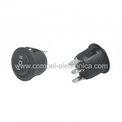 INTERRUTTORE BILANCERE TONDO 10A 250V SP3T ON-OFF-ON 3 POS. NERO