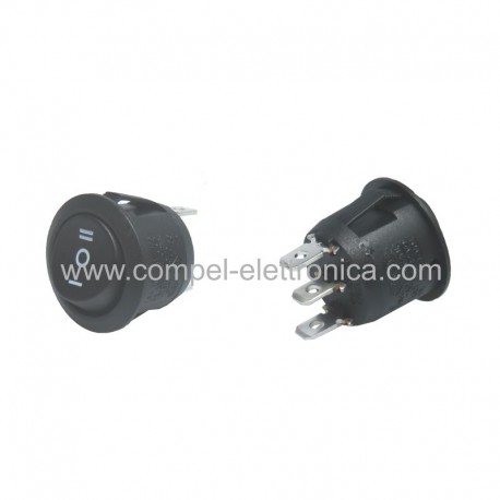 INTERRUTTORE BILANCERE TONDO 10A 250V SP3T ON-OFF-ON 3 POS. NERO