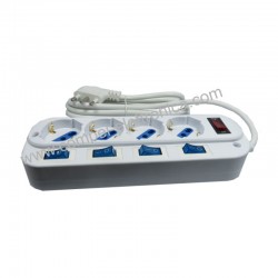 PRESA MULTIPLA 4 PRESE BIPASSO SCHUKO 4 INTERRUTTORI BIANCA