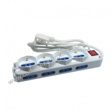 PRESA MULTIPLA 4 PRESE BIPASSO SCHUKO 8 PRESE BIPASSO LATERALI BIANCA