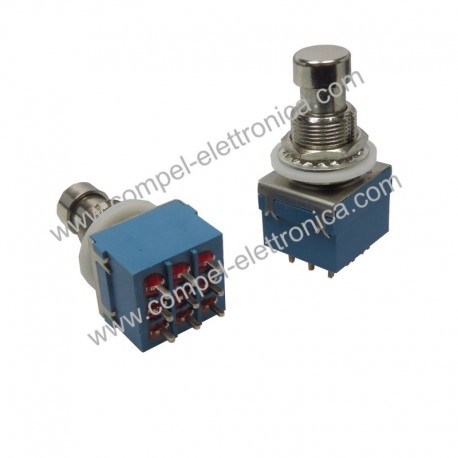 DEVIATORE TRIPLO A PULSANTE IN METALLO 3A 250V 3PDT