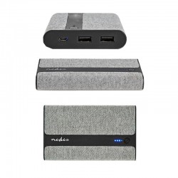 POWER BANK PORTATILE 10.000mAH 2 PRESA USB FODERATO GRIGIO/ CON CUSTODIA