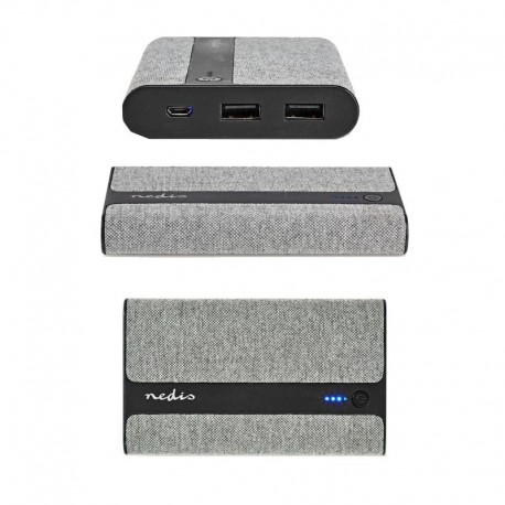 POWER BANK PORTATILE 10.000mAH 2 PRESA USB FODERATO GRIGIO/ CON CUSTODIA