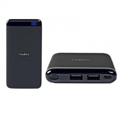 POWER BANK PORTATILE 10.000mAH CON 2 PRESE USB SLIM CON DISPLAY - NERO