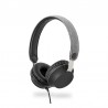 CUFFIE STEREO CON FILO IN TESSUTO E SOVRAURICOLARI GRIGIO/NER CAVO 1,2MT