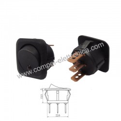 INTERRUTTORE UNIPOLARE 250VAC 10A A BASCULA LUMINOSO NERO SPIA LED ROSSA