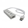 HUB USB 3.0 4 PORTE 92X28MM CON CAVO USB LUNGO 50MM BIANCO