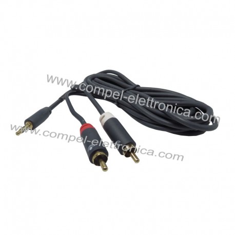 CAVO Jack SPINA 3,5 STEREO / 2 SPINE RCA M/M 3 MT PROFESSIONALE